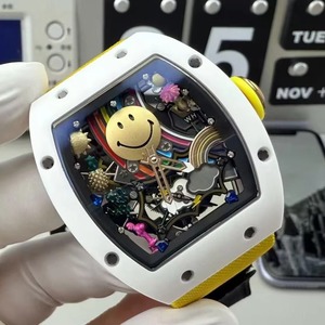 Reloj de Lujo para Hombre, Automático, Mecánico, con Tourbillon, de Cerámica Blanca RM88, Personalizado de Alta Gama, con Cara Sonriente Colorida, Regalo de Cumpleaños - Product Image 1