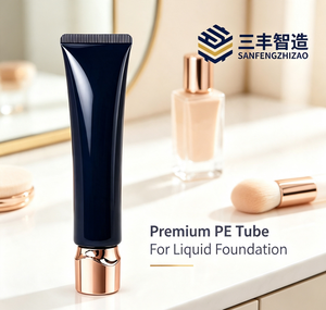 Luxury Black LDPE Essential Oil Cosmetic Squeeze Tube with Gold Electroplated Screw Cap - Product Image 2
