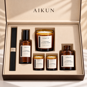 Coffret Cadeau Aikun : Bougies et Diffuseurs en Verre Ambré Chaleureux, Brume Parfumée d'Ambiance, MOQ Flexible, Emballage Personnalisé pour Offrir - Product Image 2