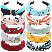 Usine En Gros Impression Croix Satin Bandeau Style Coréen Noué Dames Cheveux Cerceau De Mode Simple Tissu Arc Cheveux Accessoires