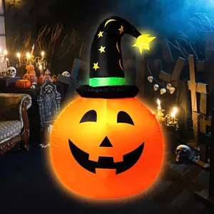 Decorações de abóbora para Halloween Decoração de janela cena ao ar livre abóbora inflável grande luminosa pronta