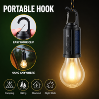 Lanterne solaire LED pour le camping, étanche, lumière d'ambiance pour barbecue, rechargeable par USB, boîtier en ABS