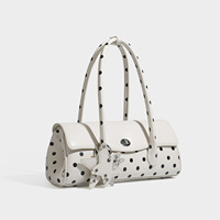 Bolso de Hombro Estilo Francés Retro con Puntos, para Mujer, con Solapa y Dos Correas, Diseño Exclusivo con Colores Contrastantes, Novedad 2026