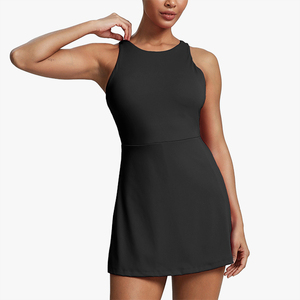 Solid Color Customizable Fabric Crew Neck Removable Pad Anti-Exposure Outdoor Sports Fitness Golf Tennis <b>Dress</b> - Product Image 3