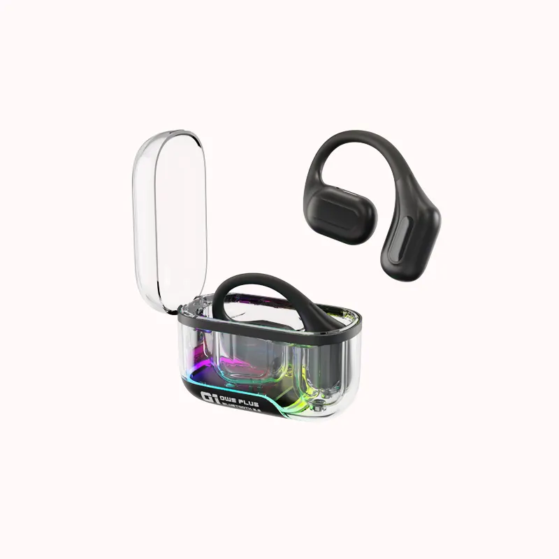 Full Transparent Case On Ear OWS Earphone BT5.3 Touch Control Crystal Clear Case Earbud Clip