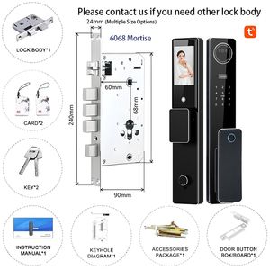 <span class=keywords><strong>Cerradura</strong></span> Inteligente para Puerta con Monitoreo en Línea Personalizado, Reconocimiento Facial 3D, Modelo 6085, <span class=keywords><strong>Cerradura</strong></span> Inteligente para Puerta Metálica, <span class=keywords><strong>Cerradura</strong></span> Biométrica Automática con Wifi Tuya para el Hogar - Product Image 3