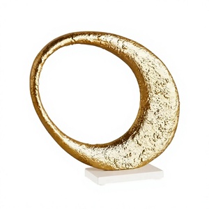 Handmade Modern Eco-Friendly Iron Sculpture with Gold and Black Finishes Metal Base <b>Wall</b> <b>Mount</b> - Product Image 1