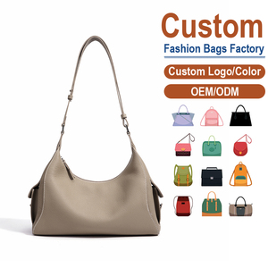 Pebbled Full-Grain Leather Hobo <b>Bag</b>, <b>Side</b> Pocket Detail, Factory Direct Wholesale, Versatile Casual Shoulder Purse - Product Image 1