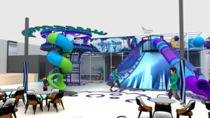 Structure <span class=keywords><strong>de</strong></span> divertissement familiale pour enfants avec murs d'escalade volcaniques, toboggans en spirale, piscine à balles et carrousel pour parcs d'attractions intérieurs - Product Image 3