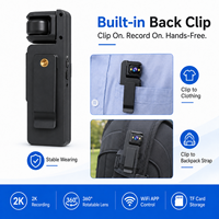 Kamera Tubuh Portabel Tahan Lama dengan Klip, Perekam Video 2K yang Dapat Dipakai, Lensa Dapat Diputar 360 Derajat, Kontrol WiFi via Aplikasi, Mini DV Camcorder