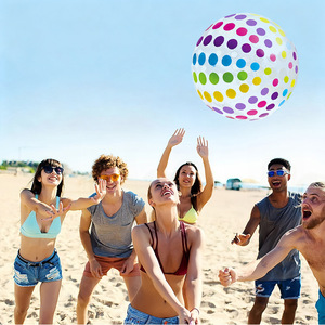 Pelota de playa de rayas transparentes inflable de PVC de colores al por mayor, juegos de agua de verano para piscina o playa al aire libre - Product Image 4
