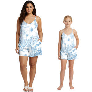 Trajes Casuales con Estampado Tropical y Bolsillos para Niñas Estilo Hawaiano, Monos para Mujer, Conjuntos a Juego para Madre e Hija - Product Image 4