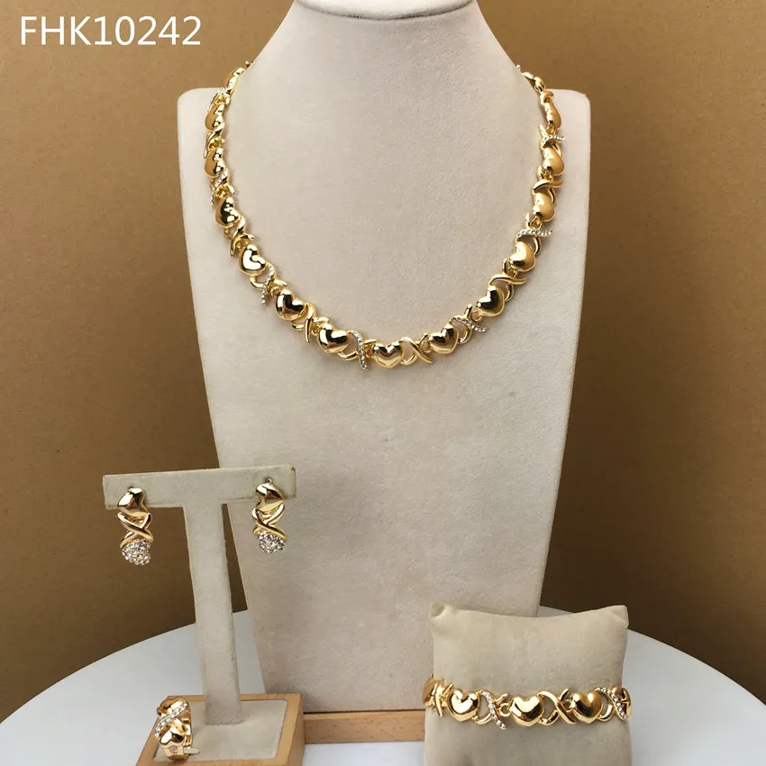 Ювелирные изделия Yuminglai с обнимами и целуями, ювелирные изделия XOXO, позолоченные ювелирные изделия для женщин FHK10242