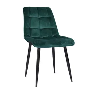 Chaise de salle à manger pieds en métal et tissu de velours vert, haute qualité, professionnelle, OEM, personnalisé, moderne, pour la maison