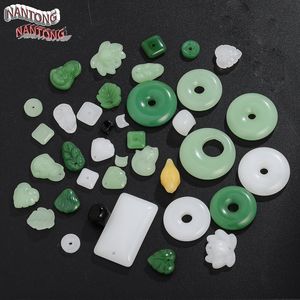 Pendentif en verre imitation jade de Nantong, formes variées, pour la fabrication de bracelets, accessoires de bijoux DIY - Product Image 2