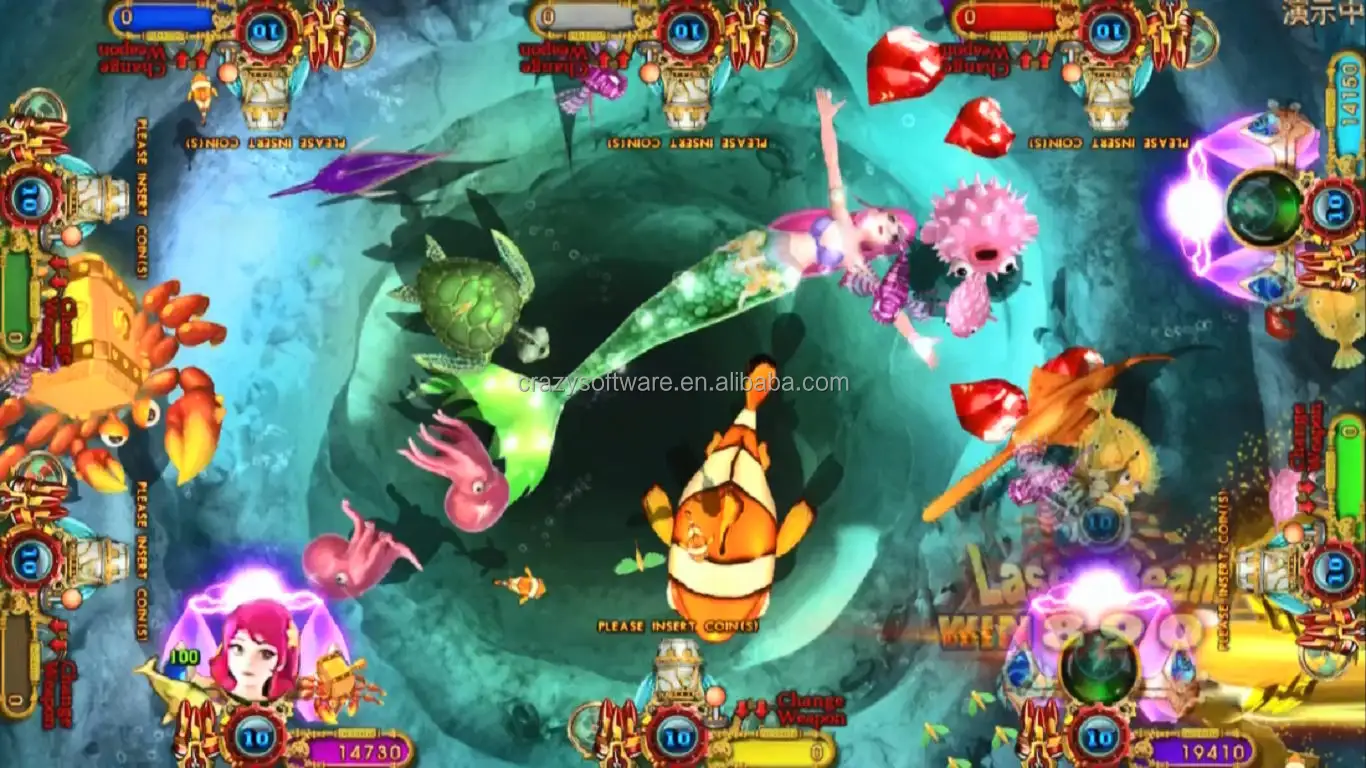 उच्च परिभाषा मछली टेबल खेल मशीन वीडियो गेम सॉफ्टवेयर महासागर राजा 3 प्लस मरमेड महापुरूष