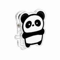 Clip en acrylique PP personnalisé motif panda dessin animé, animal de zoo Kawaii, pour notes, double face, impression transparente, papeterie en gros