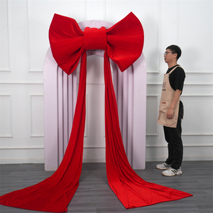 Accesorios Personalizados para Eventos, Lazo Grande de Terciopelo Color Borgoña, Decoración para Bodas, Fondo para Eventos, Lazo para Pared de Flores - Product Image 1