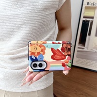Coque de téléphone pliable antichoc en PC à motif cœur style peinture à l'huile pour Samsung Z Flip 8 /7/6/5/4/3 et Z Fold8