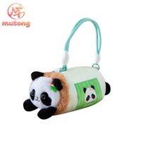 Sac à main en peluche animaux de dessin animé en forme de cylindre, vente en gros, Panda, Panda roux, Singe, avec fermeture éclair, pour le transport quotidien