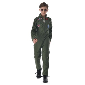 Costume de pilote pour enfants, combinaison de vol en polyester vert pour garçons, performance de danse, printemps 2022 - Product Image 2