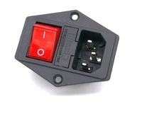 Interrupteur de prise de courant alternatif AC-01 avec lampe avec porte-fusible avec oreille 10A / 250V 10A 250VAC 3 broches Iec320 C14 prise de connecteur d'entrée