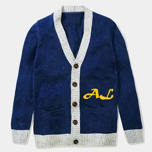 Factory custom oem autumn winter men's shrug knit sweater long sleeve casual custom letterman school cardigan