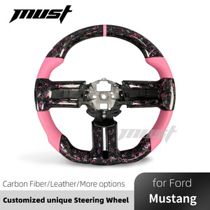 Volant personnalisé en fibre de carbone forgée rose pour <span class=keywords><strong>Ford</strong></span> <span class=keywords><strong>Mustang</strong></span> S197 2005-2014 GT Coupé GT500KR Shelby Amélioration de l'intérieur de la voiture - Product Image 2