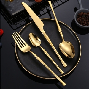 Hot bán Vàng Flatware Set thép không gỉ muỗng và Ngã Ba bạc vàng thiết lập dao kéo cho đám cưới - Product Image 1
