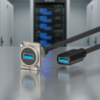 Kabel Ekstensi USB3.0 Female Berbahan Zinc Alloy untuk Panel Mount, Flange Mount, USB Cabinet, Chassis Flush Mount, dan Feedthru