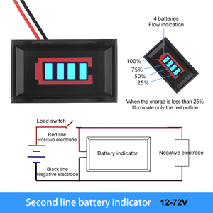 Indikator Level pengisian daya baterai mobil, indikator tampilan persentase indikator otomotif tahan air Lithium 12V 24V 36V 48V 60V 72V - Product Image 2
