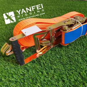 50mm 5T 9mヘビーデューティ牽引トラック格納式ラチェットタイダウンラッシングストラップポリエステル素材ダブルJフック - Product Image 3