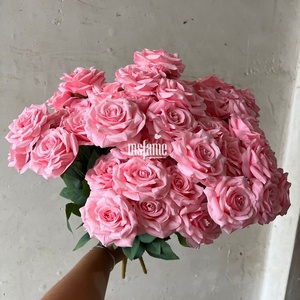 MSFAME <span class=keywords><strong>Flores</strong></span> Rojas Ramo de Novia 9 Cabezas Colores Dobles Rosas Artificiales Blancas Flor de Seda Dorada Rosa - Product Image 6