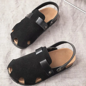 2024 nouveau confort couleur unie sandales respirant anti-dérapant doux liège sandales garçons filles en plein air plage chaussures enfants pantoufles plates - Product Image 2