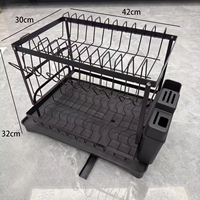 Égouttoir à vaisselle pliable XDRD en acier au carbone robuste, à double niveau, étanche, avec fente pour couteaux, pour montage au sol, organisateur de cuisine