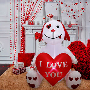 Chien gonflable blanc de 1,2 m étanche avec décoration en forme de cœur et éclairage LED pour la Saint-Valentin, les anniversaires et les mariages - Product Image 3