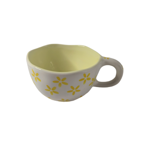 Tasse à thé en céramique de style japonais, motif pétale créatif, 8 oz, peinte à la main, design irrégulier, pour le thé de l'après-midi ou le café - Product Image 2