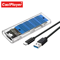 Carcasa USB3.1 Gen2 Tipo-C de 10 Gbps Transparente para SSD M.2 NVMe, Carcasa Externa para Disco Duro con Interfaz SATA