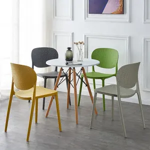 Silla de plástico moderna multicolor para exteriores, silla apilable para restaurante y cafetería, venta al por mayor