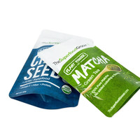 Sacs refermables personnalisés en Mylar mat de qualité alimentaire, résistants à l'humidité, avec fermeture éclair, pour emballage de matcha