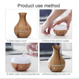 Diffuseur d'arômes ultrasonique en bois grainé de style vase JCSY-391, humidificateur USB pour la maison, le bureau, utilisation sur le bureau, capacité de 0,5 L - Product Image 3