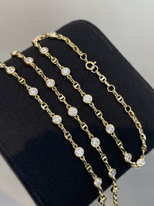 Pulsera Xinfly Classic de Oro Amarillo de 18k con Diamante Natural de 1.00ct y Cadena de Burbujas Tipo Nariz de Cerdo - Product Image 5
