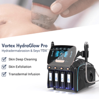 Máquina de Hidrofacial con Doble Mango y Infusión Vortex, Hidradermoabrasión Giratoria de 360° para Limpieza Facial, Peeling y Tonificación