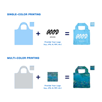 Sac de shopping pliable réutilisable et extensible en polyester RPET écologique avec logo personnalisé, en nylon ripstop, résistant