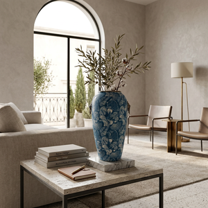 Jarrón de Cerámica Retro de Lujo Ligero, Hecho a Mano, de <span class=keywords><strong>Porcelana</strong></span> Azul y Blanca, con Diseño Envejecido Original, para Decoración de Hoteles - Product Image 4
