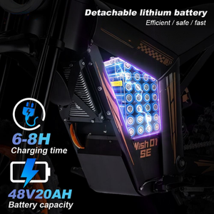 Motocicleta Eléctrica WISH 01, 1500W, 48V, 20AH, Bicicleta Eléctrica de Largo Alcance (50km), Todoterreno, Motocicleta Eléctrica - Product Image 2