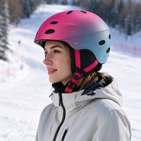 Casque de ski pour adulte, casque de snowboard, casque de sécurité pour sports de neige de couleur dégradée avec sangle pour masque de ski pour le ski en plein air en hiver