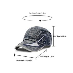 Gorra de béisbol de 6 paneles de mezclilla y PVC de marca de moda, estilo artesanal, con bordado de <span class=keywords><strong>doble</strong></span> borde, efecto lavado a la llama, estilo americano vintage, unisex - Product Image 5