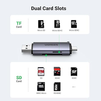 Lector de Tarjetas SD/TF Dual OTG con Interfaces USB 3.0 Tipo C y Micro USB, Escritura de Alta Velocidad de 5 Gbps, Apto para Teléfonos Móviles y PC