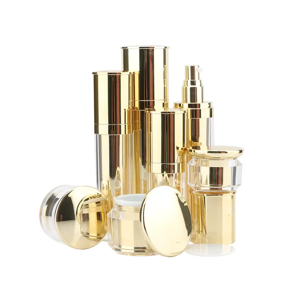 120ミリリットルGold Acrylic Lotion BottleためCosmetic Skincare Packaging Cream Jars LuxuryでStock